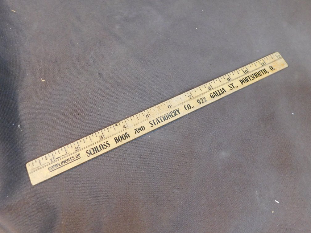 Collectible Vintage Schloss Book And Stationery Co, Portsmouth Ohio ruler