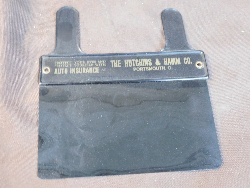 Vintage  The Hutchins & Hamm Co. Portsmouth Ohio Car Visor