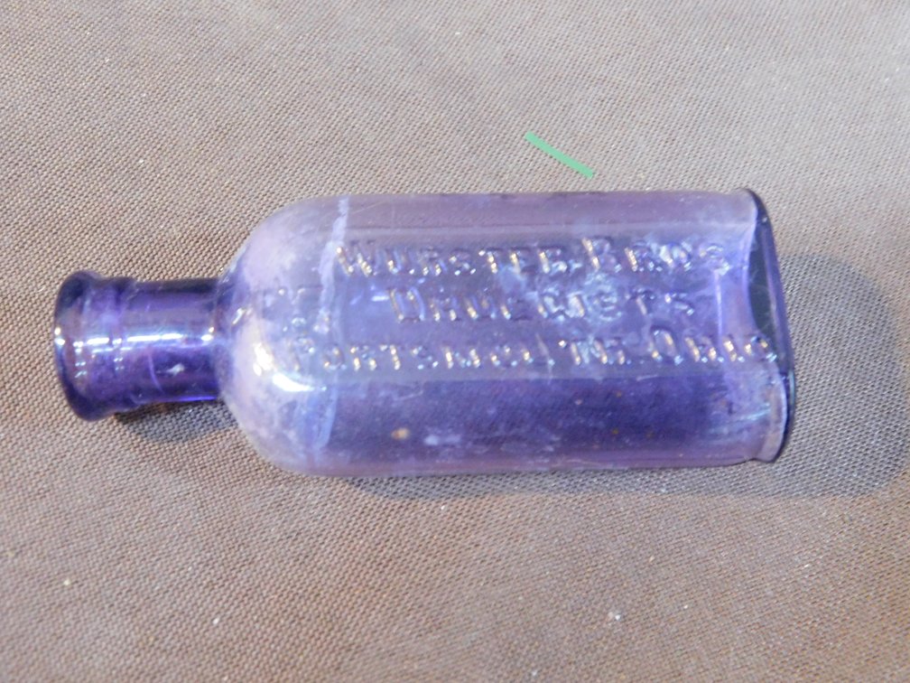 Vintage Wurster Bros. Druggists Portsmouth, Ohio Medicine Bottle 3 1/2" T
