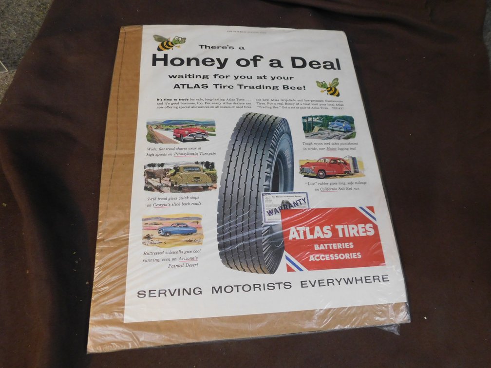 Vintage Saturday Evening Post Atlas Tires Advertising Piece