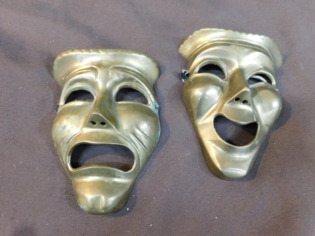 Two Brass Masks 5" T