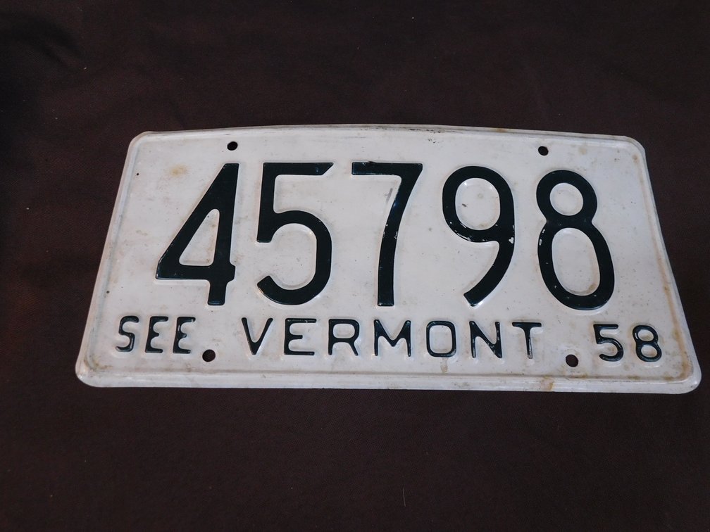 1958 Vermont License Plate