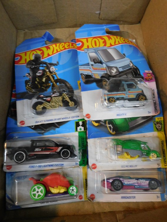 Six Assorted Die Cast Hot Wheels Cars, New in Package