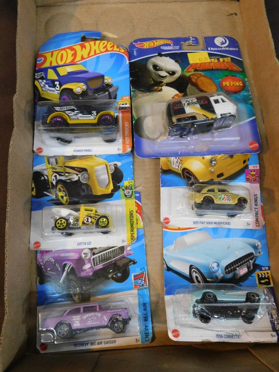Six Assorted Die Cast Hot Wheels Cars, New in Package