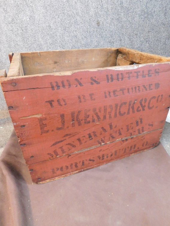 Vintage E.J. Kenrick & Co. Portsmouth Ohio Mineral Water Crate 121" x 17 1/2" x 12"