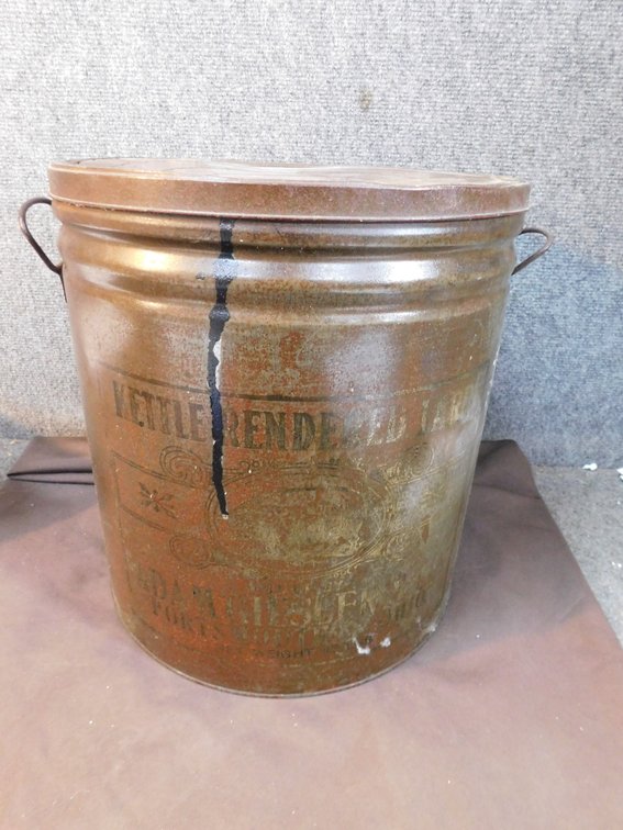 Vintage Adam Giesler & Co, Portsmouth Ohio, Kettle Rendered Lard Tin 13" T
