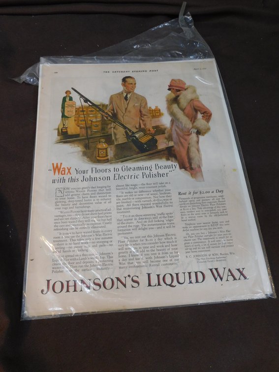 Vintage The Saturday Evening Post Johnson's Liquid Wax Advertising Piece