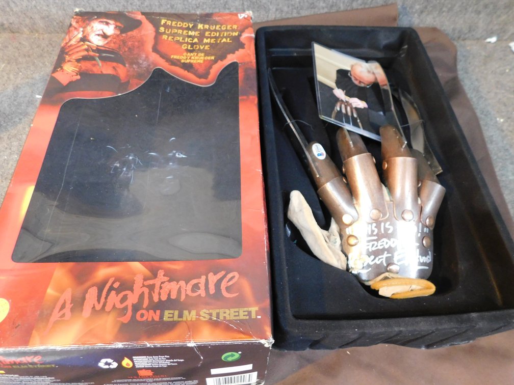 Autographed Freddy Krueger Supreme Edition Replica Metal Glove, Includes Picture of It Being Signed