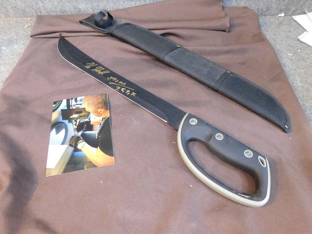 Signed Kane Hodder 22" Knife by Horror Autographs, Includes Picture of It Being Signed
