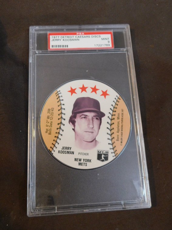 1977 Detroit Caesars Disc, Jerry Koosman Card, Mint-9