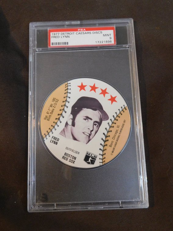 1977 Detroit Caesars Disc, Fred Lynn Card, Mint-9