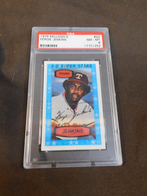 1975 Fergie Jenkins, 3-D Card #22, NM-8 by Kellogg's