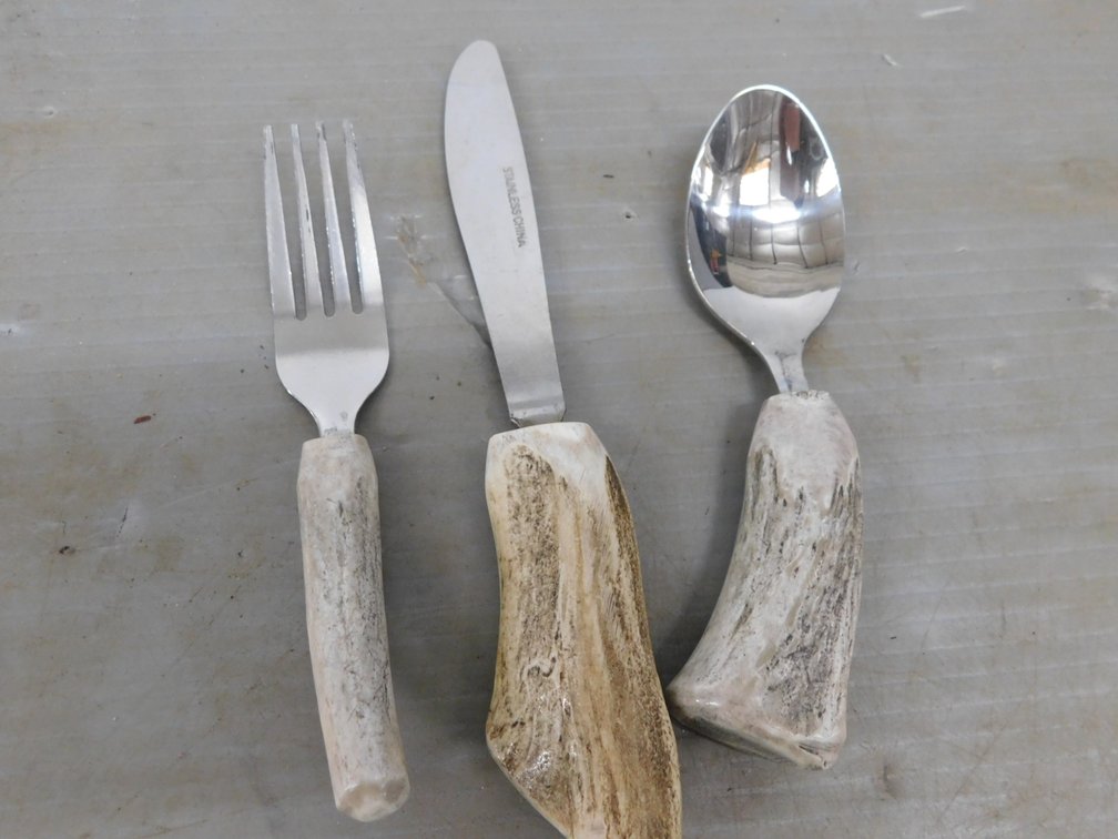 Three Piece Deer Antler Dinner Set (Fork, Spoon, & Knife)