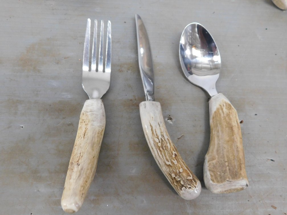 Three Piece Deer Antler Dinner Set (Fork, Spoon, & Knife)