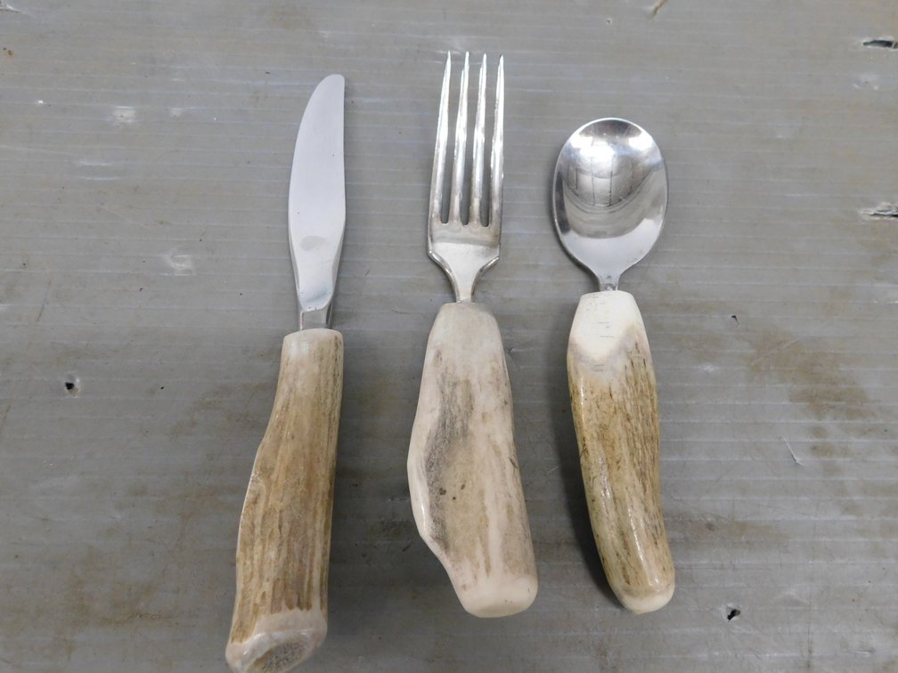 Three Piece Deer Antler Dinner Set (Fork, Spoon, & Knife)