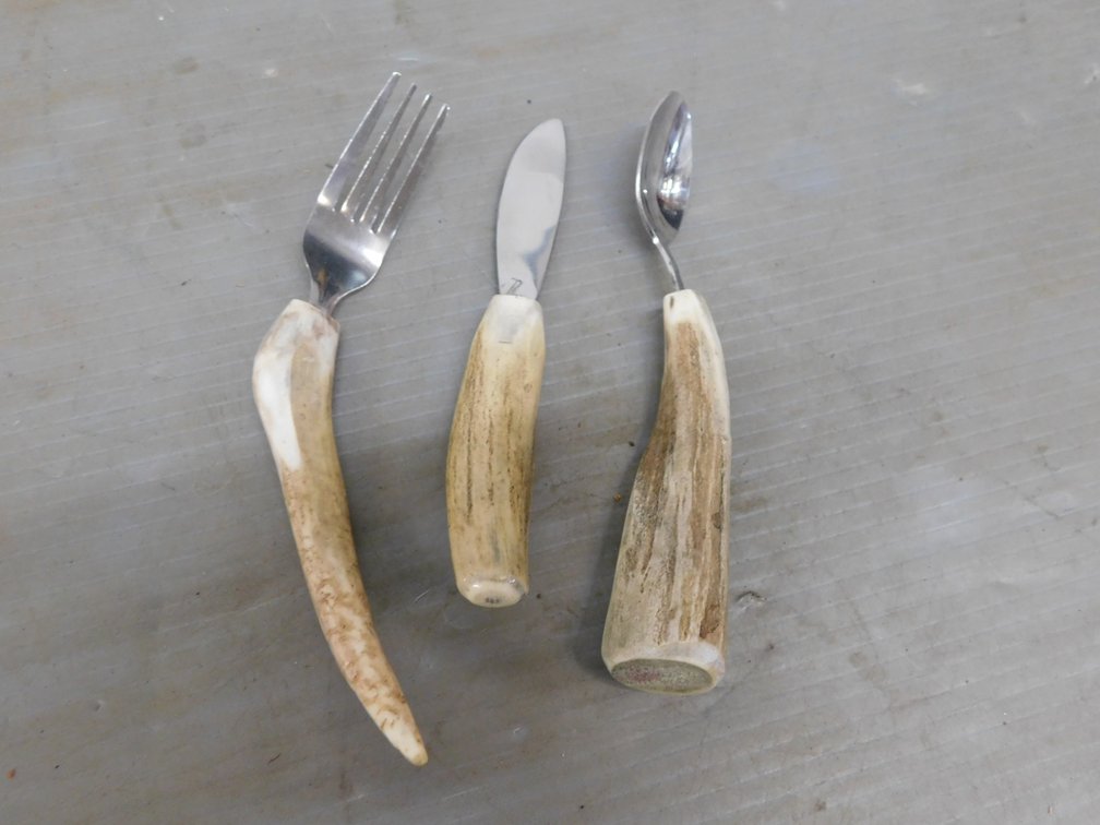 Three Piece Deer Antler Dinner Set (Fork, Spoon, & Knife)
