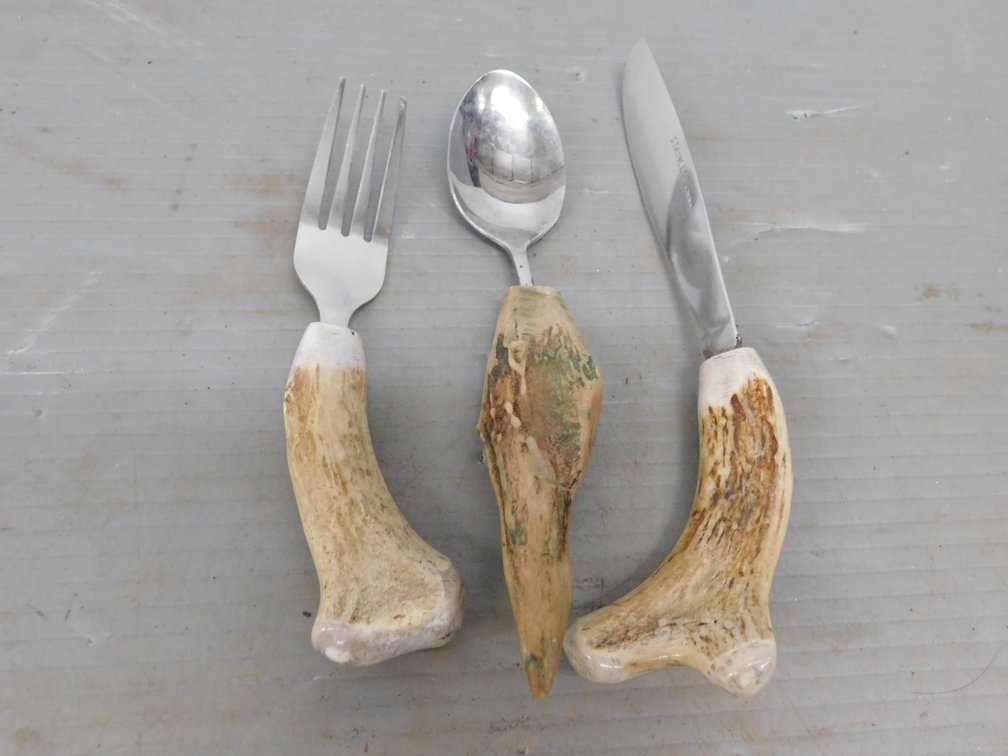 Three Piece Deer Antler Dinner Set (Fork, Spoon, & Knife)