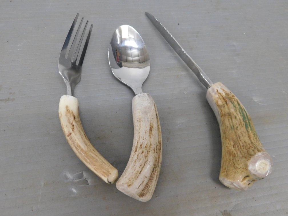 Three Piece Deer Antler Dinner Set (Fork, Spoon, & Knife)