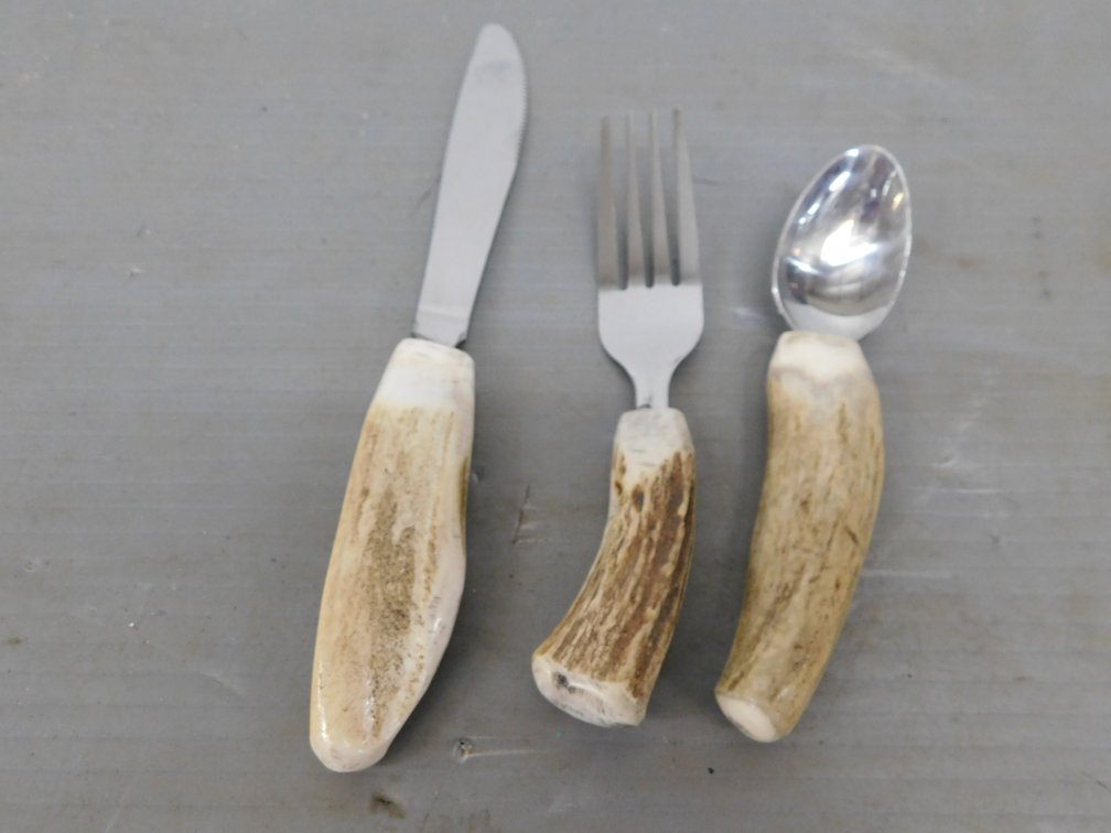 Three Piece Deer Antler Dinner Set (Fork, Spoon, & Knife)