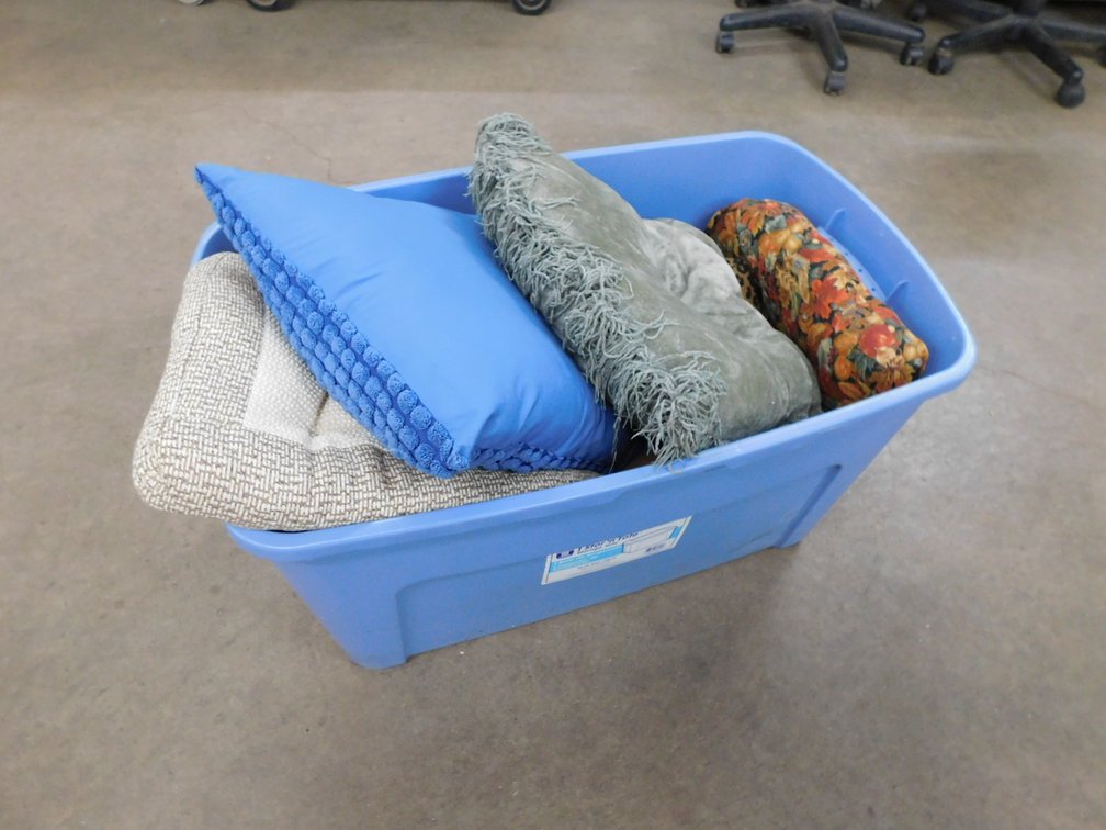 Blue Tote With Throw Pillows