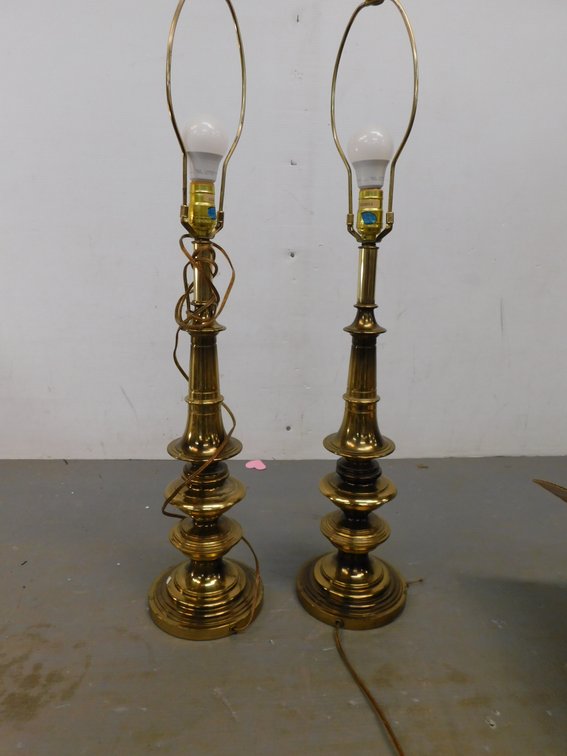 Pair of Brass Lamps 34" tall With Harp