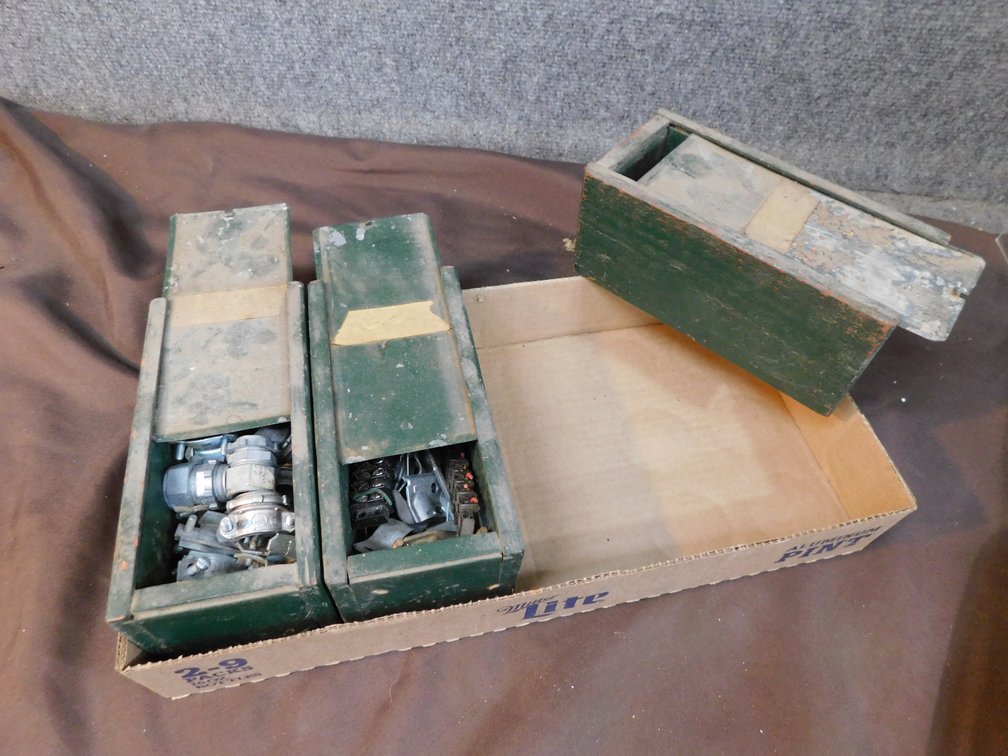 Three Metal Boxes with Assorted Electrical Items