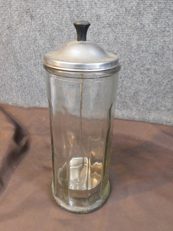 Vintage Glass Straw Container 9 1/2" T