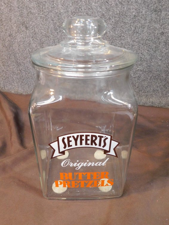 Seyfert's Butter Pretzels Glass Canister 13" T