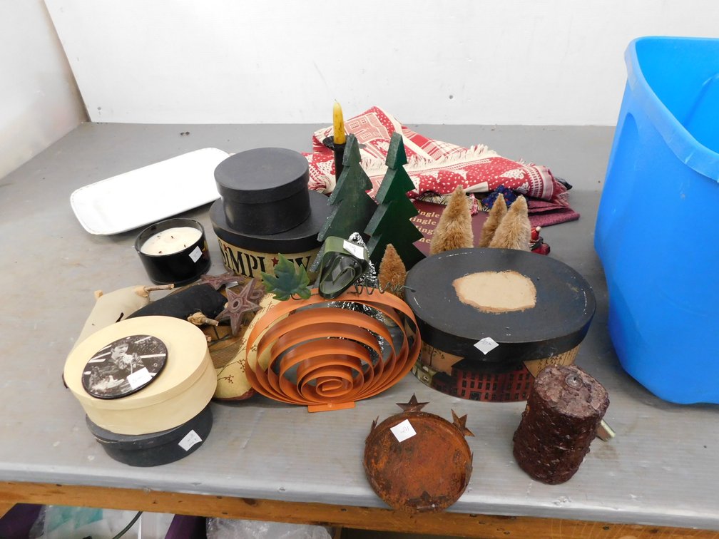 Tote with Assorted Primitive Items