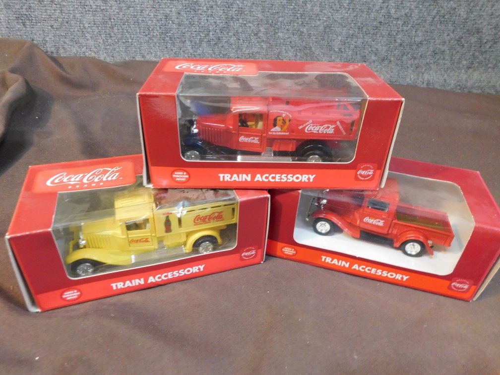 Three Train Accessory Die Cast Coca-Cola Collectibles