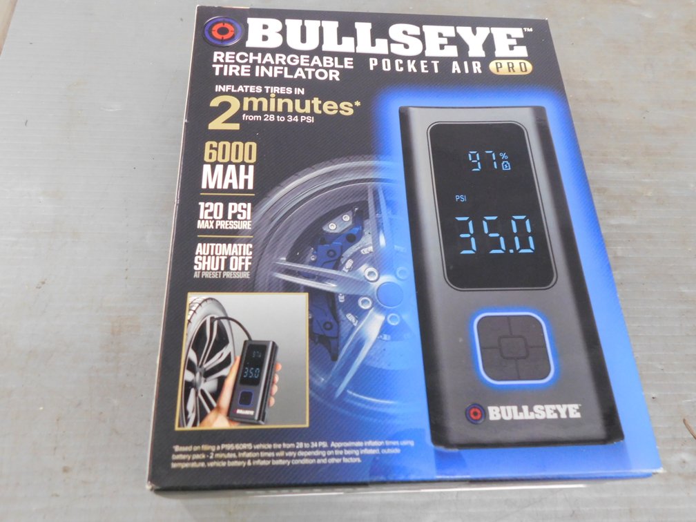 Bullseye Rechargeable Tire Inflator, New