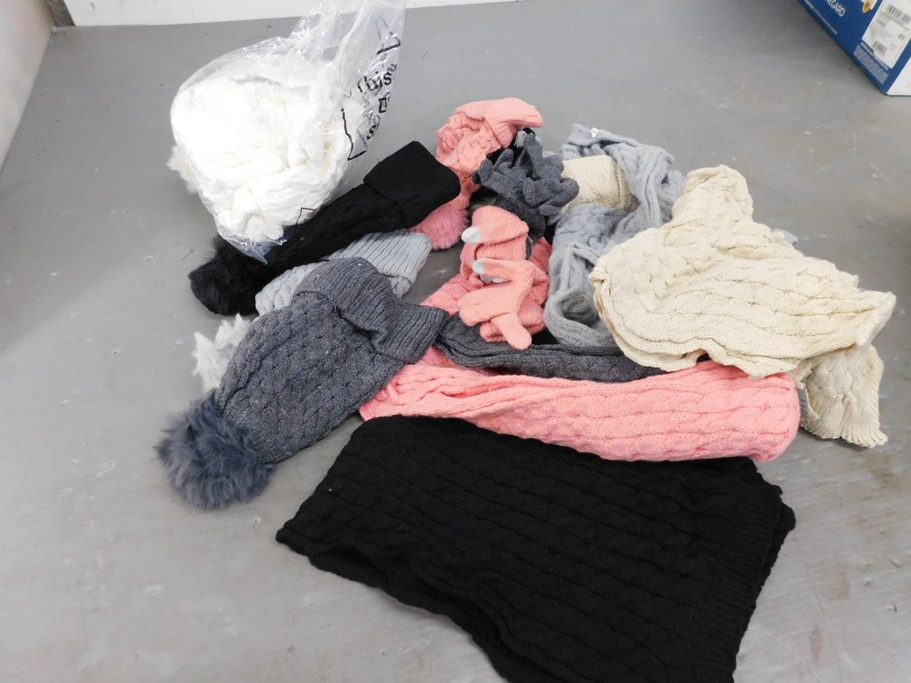 Bag with Assorted Hats, Gloves etc.