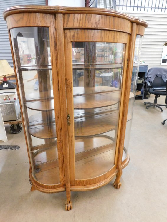 Bow Front Lighted Curio Cabinet 45" x 17" x 67" T