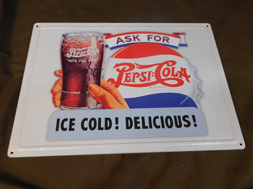 Pepsi-Cola Metal Sign 12" x 17"