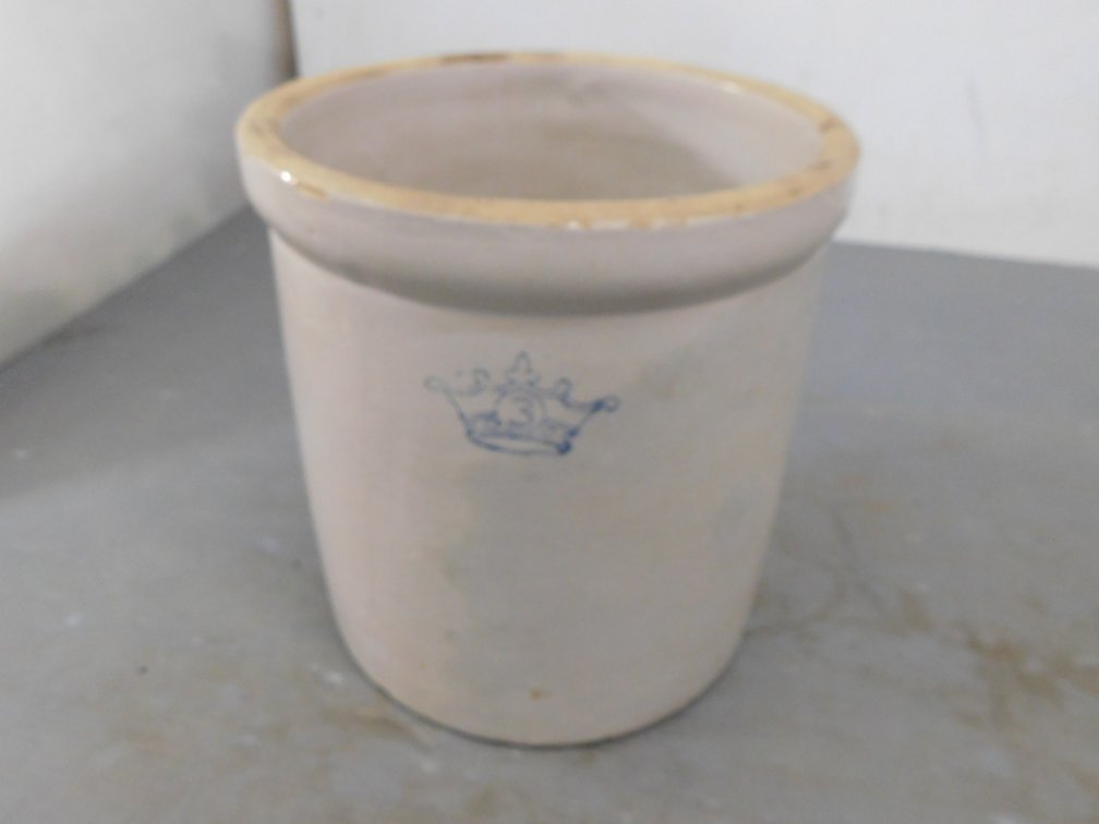 Vintage Stoneware Crock #3, Has a Crack
