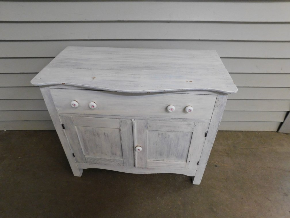 Painted Wood Cabinet with One Drawer 32" x 17" x 27" T
