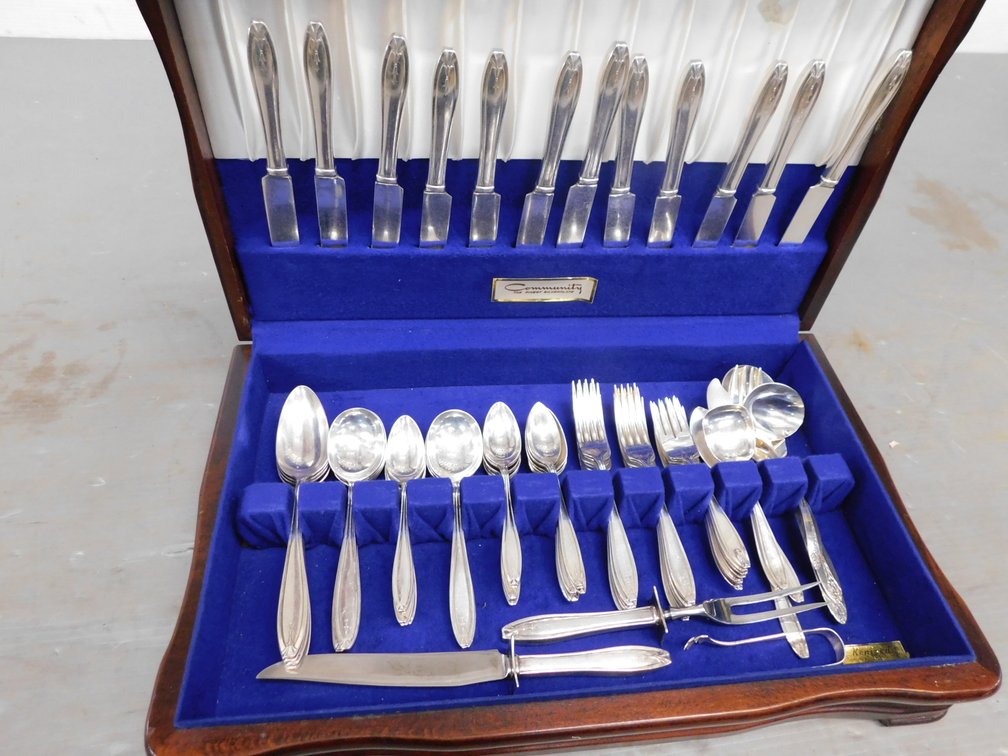 R. Wallace Silver Plated Flatware in Chest 70 Plus Pieces