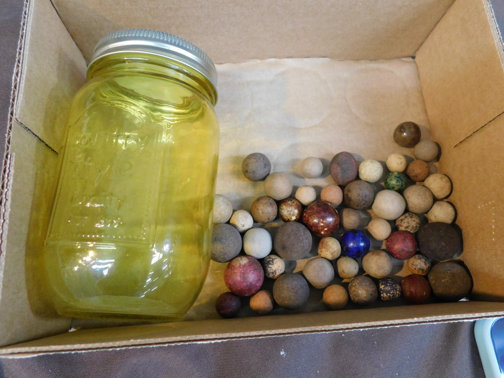 Pint Canning Jar, Assorted Clay Marbles