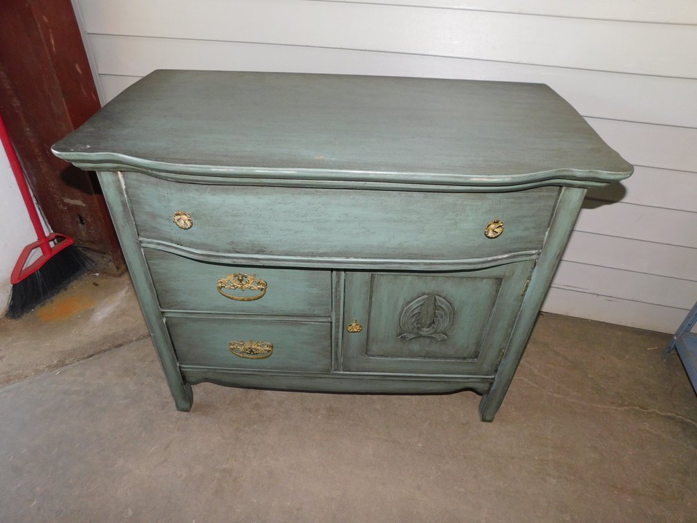 Antique One Drawer over One Door Wash Stand 33 1/2" x 18" x 27 1/2"