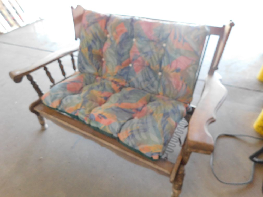 Wood Love Seat with Cushion
