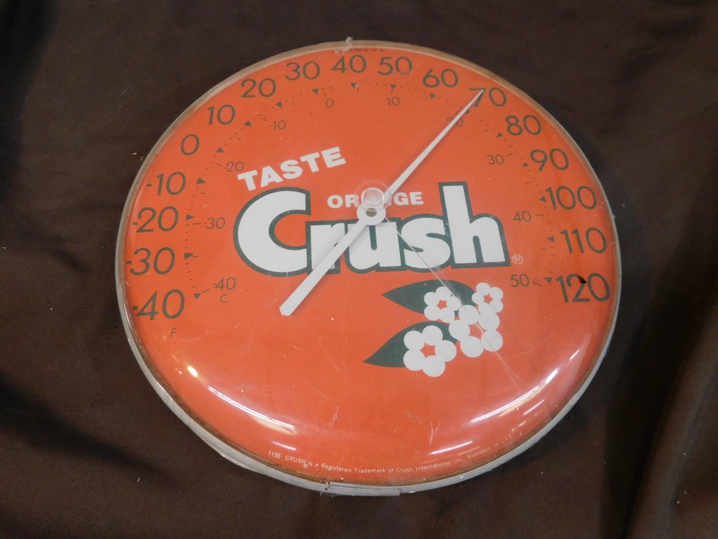 Vintage Orange Crush Thermometer 12", Does have Crack in Face