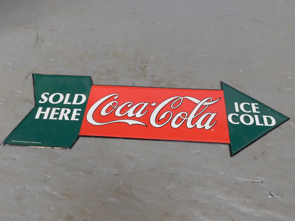 1990 Coca-Cola Metal Sign 8 3/4" x 27"