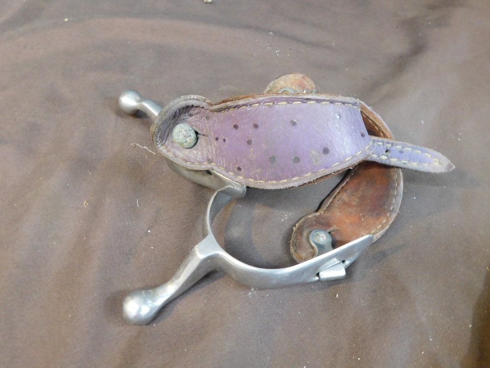 Western Style Spurs with Brown Leather Straps