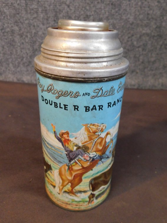 Vintage Roy Rogers & Dale Evans Double R Bar Ranch Thermos, Missing Top
