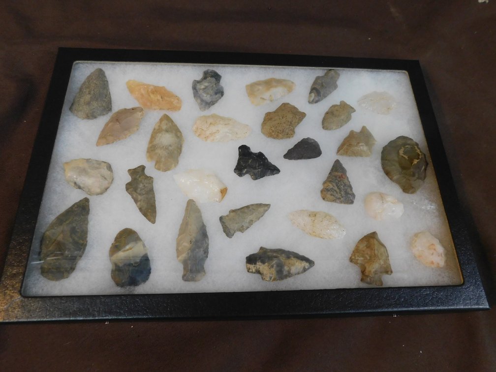 Display Box with Assorted Arrowheads 8 1/2" x 12 1/2" X 1", Please Preview