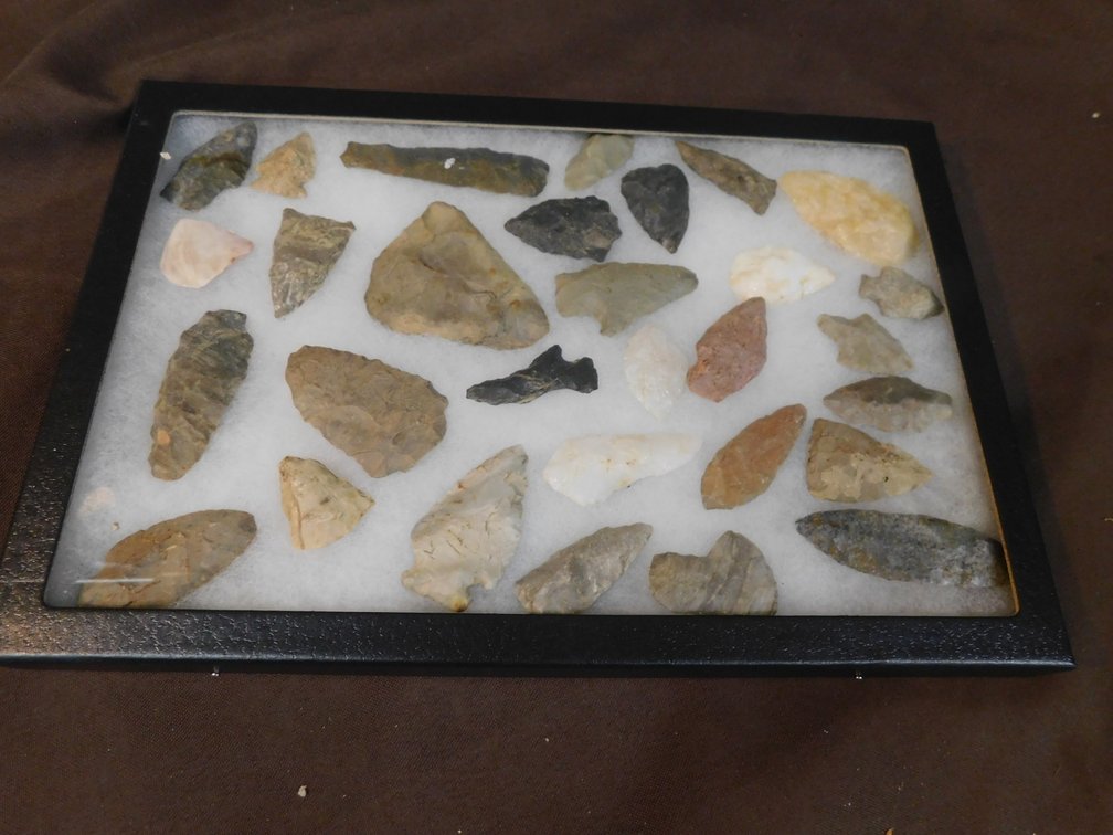 Display Box with Assorted Arrowheads 8 1/2" x 12 1/2" X 1", Please Preview