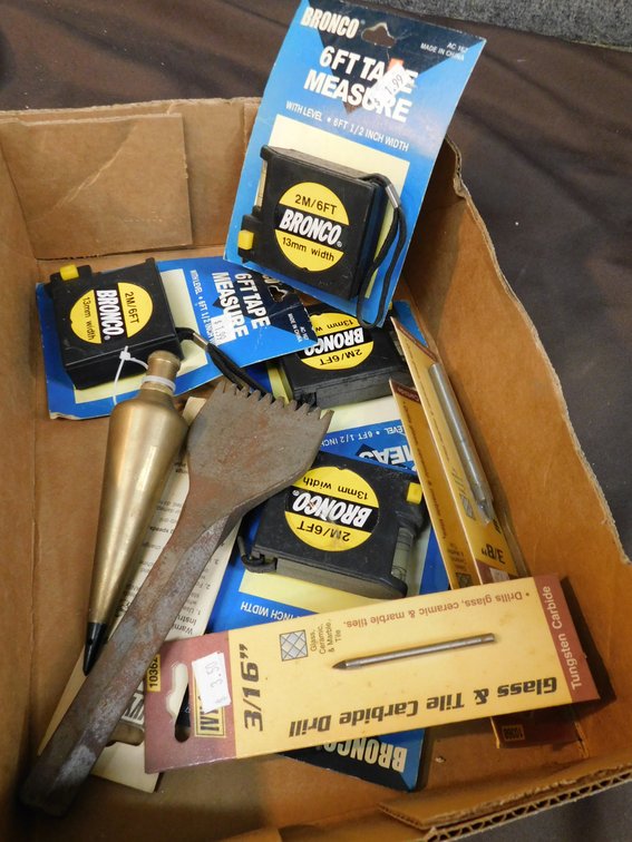 Tape Measures, Drill Bits, Plumb Bob Etc.