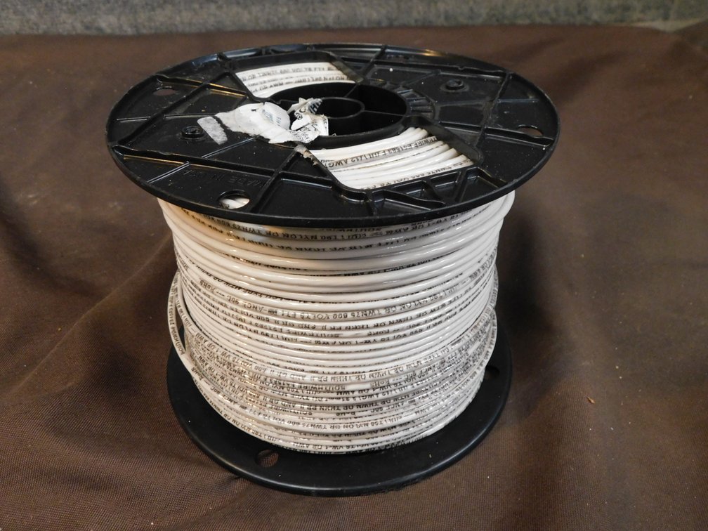 Spool of White Electrical Wire Type MTW, THWN,THHN,GRII