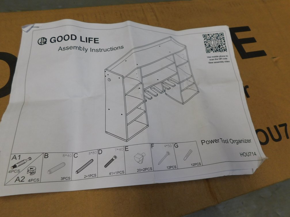 Good Life Power Tool Organizer Model HOU714, Appears New