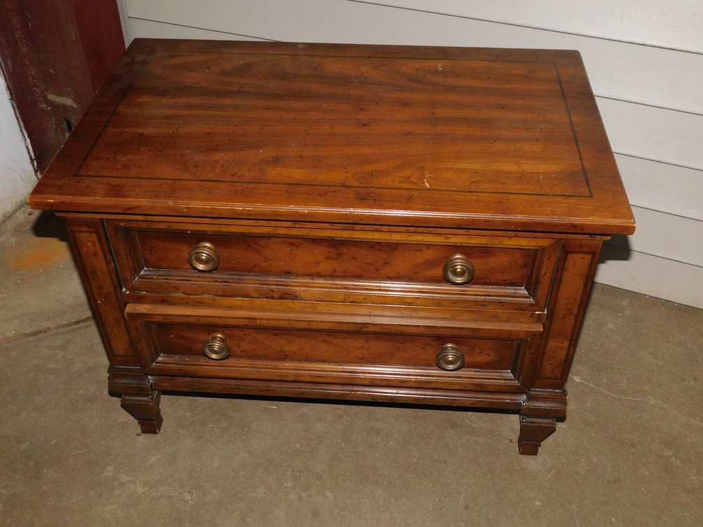 Pecan Finish Heritage Furniture Two Drawer End Table 28" x 17" x 20"